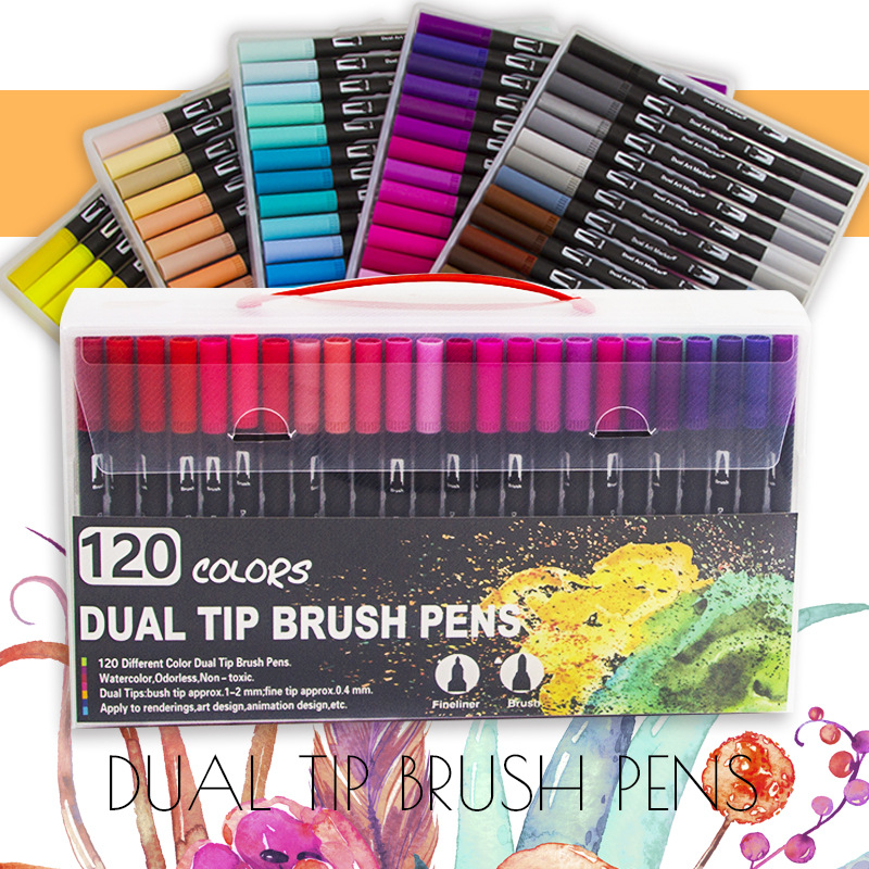 Up to 120 Color Dual Brush Art Markers Pen Fine Tip  Brush Pens Drawing Painting Watercolor Art Marker Pens