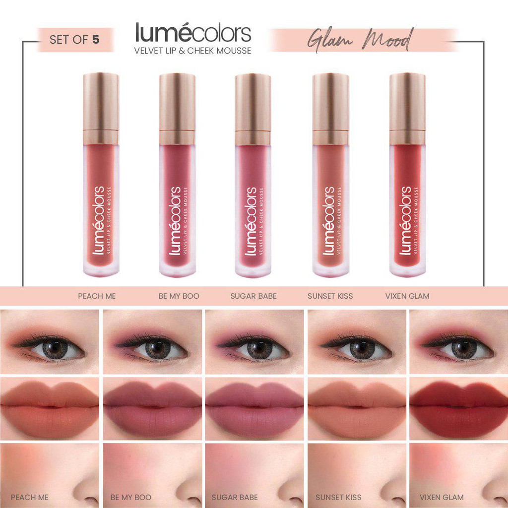 Lumecolors Velvet Lip & Cheek Mousse - Set of 5 Glam Mood K31EF721