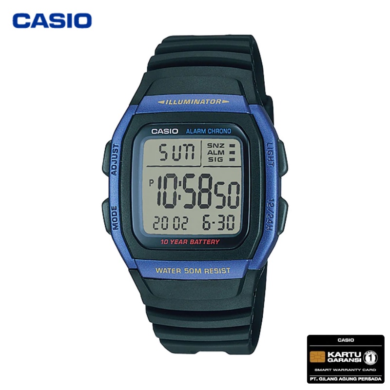 JAM TANGAN PRIA CASIO W-96H-2A ORIGINAL - W96H HITAM
