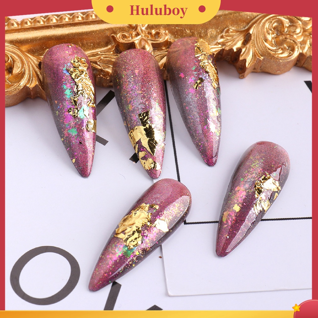 Huluboy Huluboy♡ 1 Kotak 12 Grids Glitter Foil Emas Metalik Untuk Membuat Kerajinan Kuku