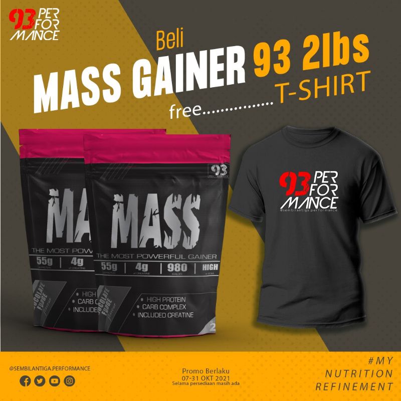 

MASS Gainer 93 2lbs penambah berat badan rasa Coklat