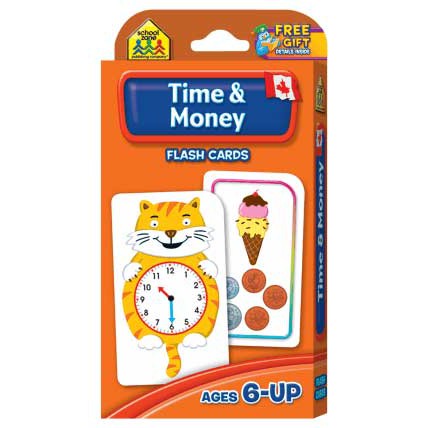 (SZ-FLASH-TIME) School Zone Time & Money Flash Cards (56 Cards)