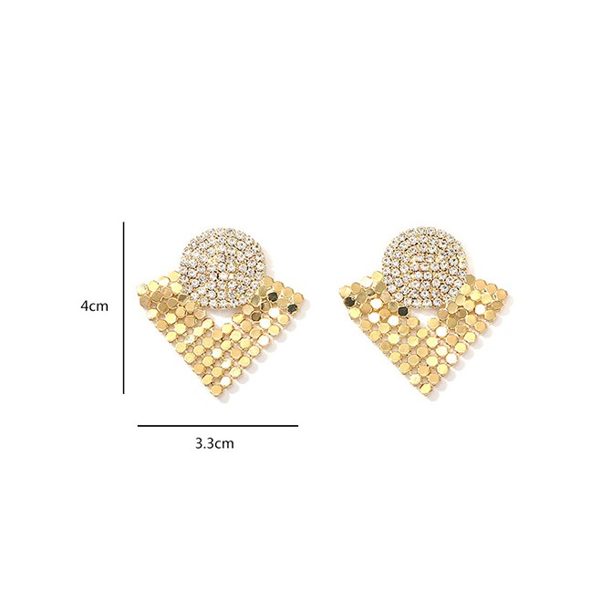 LRC Anting Tusuk Fashion Gold Geometric Studded Earrings D22091