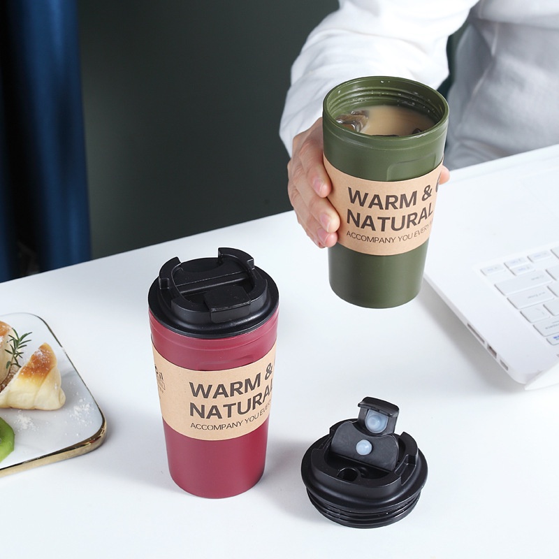 ღ 500Ml Kreatif Kasual Cangkir Air Yang Nyaman Botol Pekerja Kantor Cangkir Kopi Kebocoran-Bukti Plastik Kaca Air untuk mahasiswa Outdoor Camping Air Minum