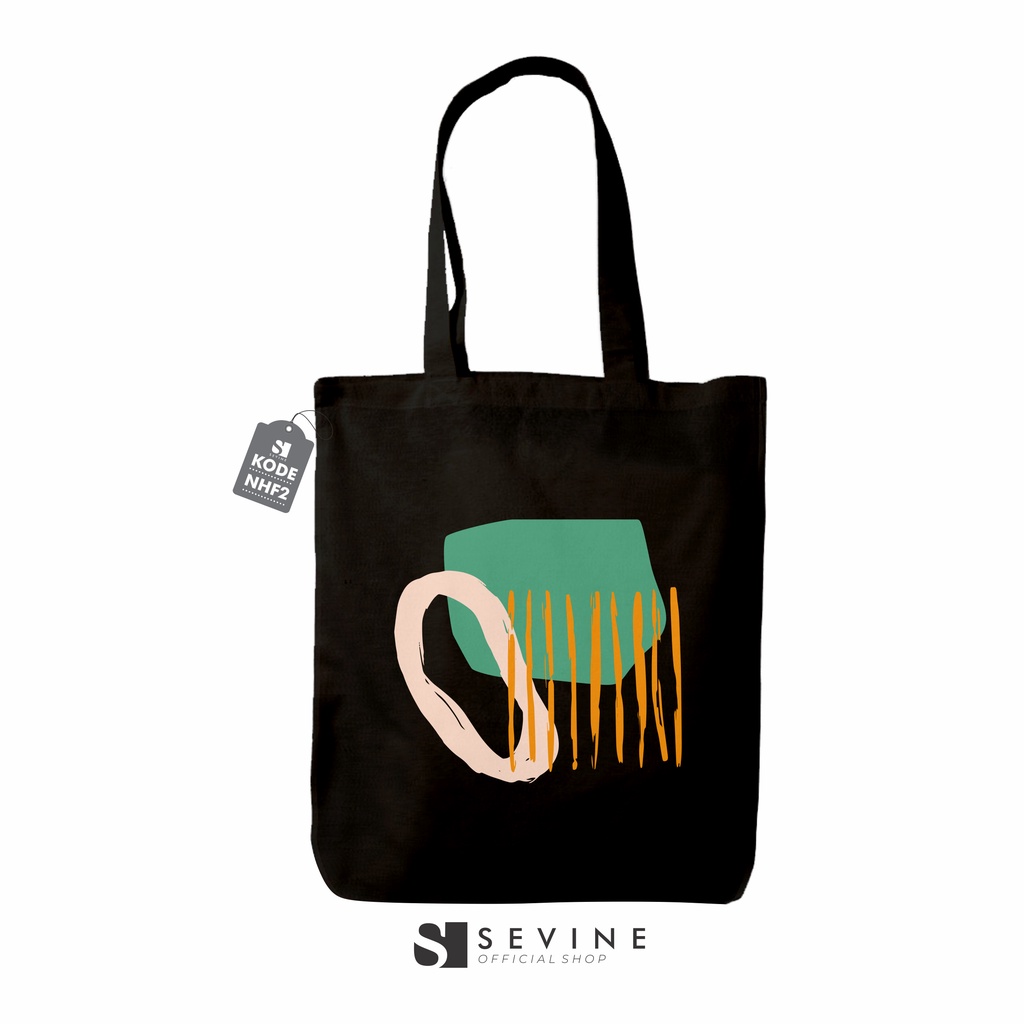 Sevine Tote Bag Resleting Tas Wanita Totebag Abstract Nordic style Black Series - NHF 2