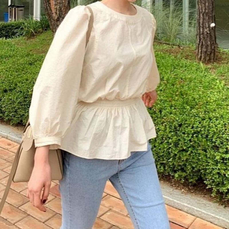 Charlote Blouse Korean Style Atasan Wanita Casual Cotton Import