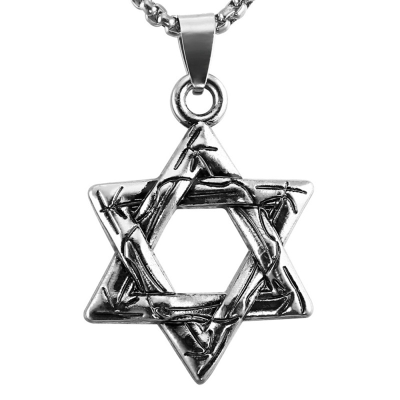 Kalung Rantai Liontin Hexagram Gaya Hip Hop Untuk Unisex