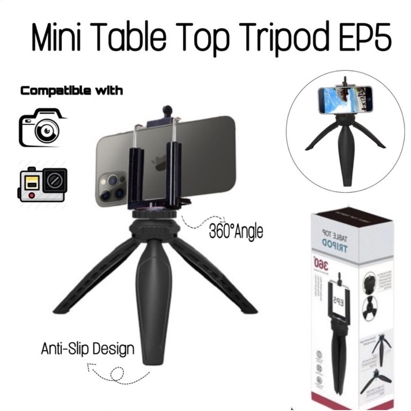 TRIPOD MINI EP5 PLUS HOLDER - PENYANGGA CAMERA HANDPHONE - UA