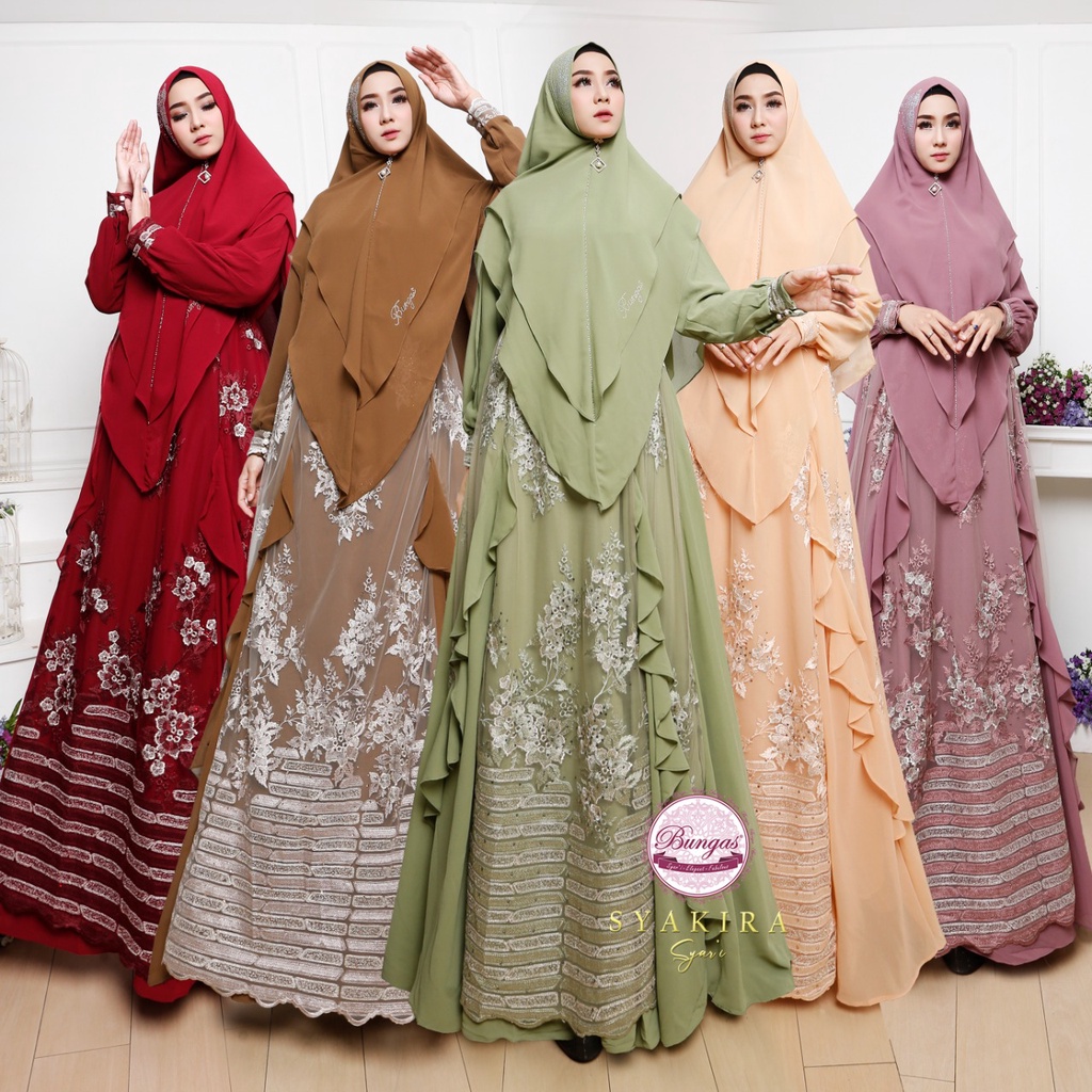 ORIGINAL Gamis Syari SYAKIRA by Bungas - LEBARAN REALPIC ORI