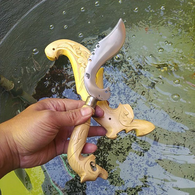 Kujang Baja Kayu Kopi Ukir