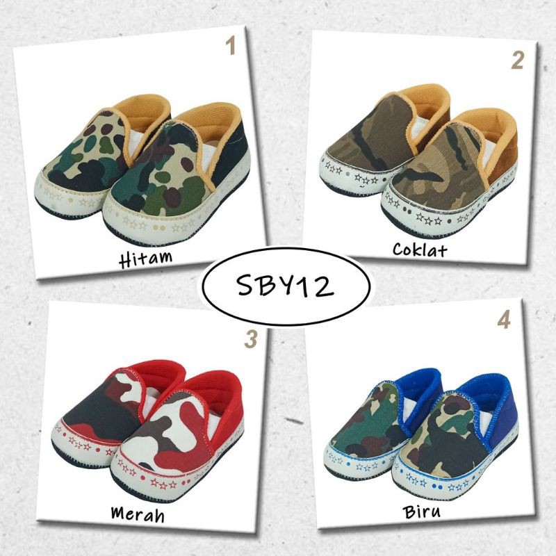 Sepatu Prewalker Baby Boy Slip On Army