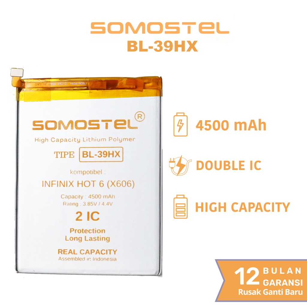 Somostel - BL-39HX Infinix Hot 6 X606 Batre Batrai Baterai