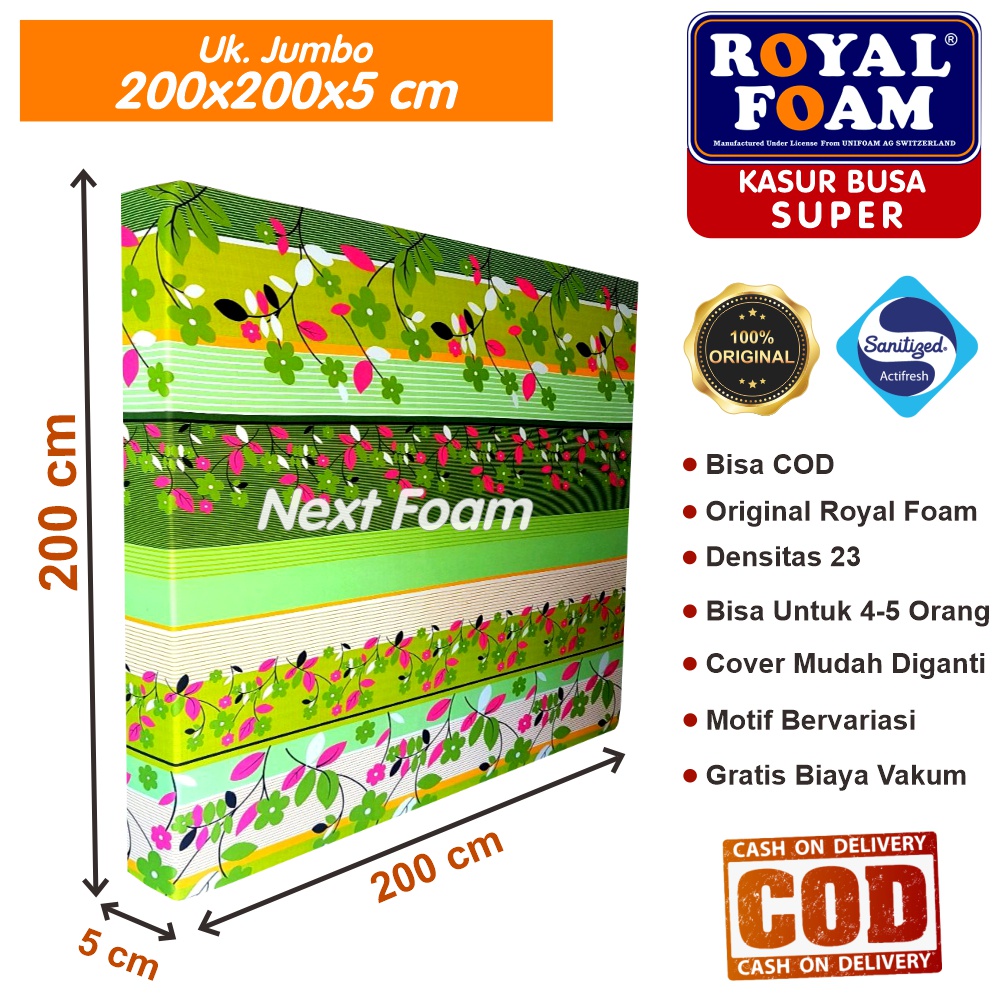 Kasur Busa Royal Foam Ukuran Jumbo 200x200x5 cm Tebal 5 cm D23 ORIGINAL