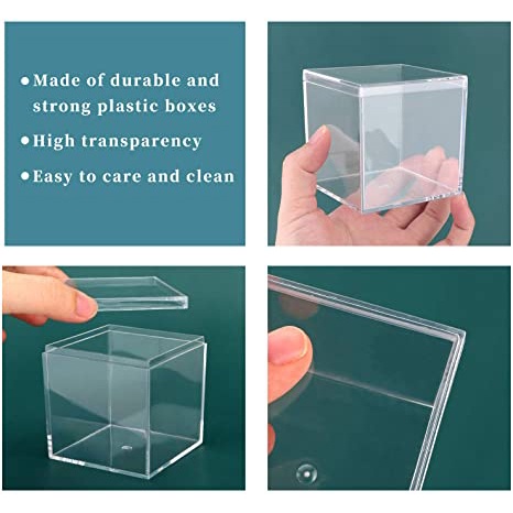 Kotak Kubus Persegi Wadah Candy Box Tahan Lama Transparan Case Akrilik Bening Dengan Tutup Organizer Plastik Banyak Kegunaan