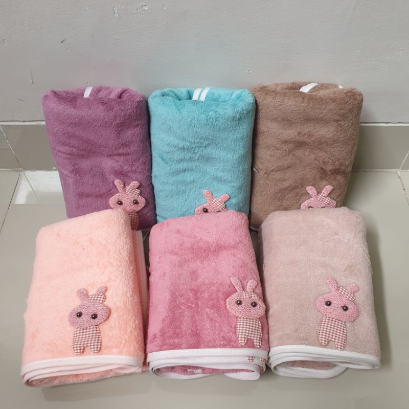 Handuk Animal Bordir 100x50cm Handuk Bayi Microfiber Lembut 35x75 cm | Handuk Sport | Handuk Kulit Sensitive Lembut