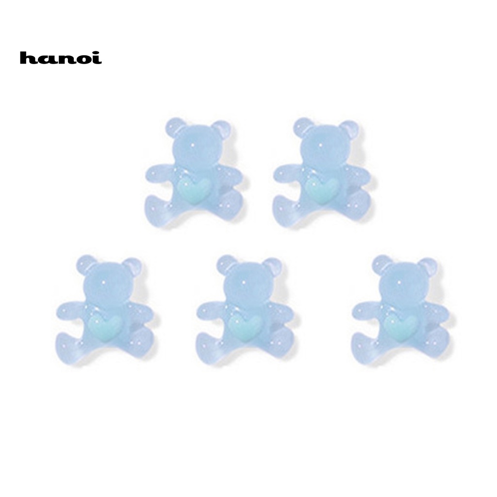 Han_ 5Pcs / Set Ornamen Pita Bahan Resin Tanpa Bau Untuk Dekorasi Nail Art / Manicure DIY