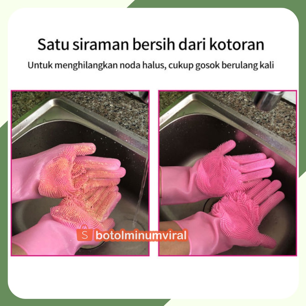 Silikon Dish Scrubber Sarung Tangan Karet Food Grade REMIUM