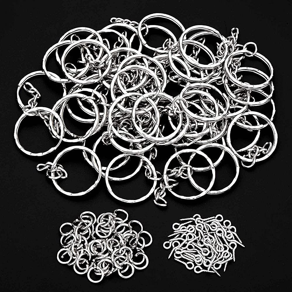 Lily 50PCS Keyring Dengan Sekrup Mata Halus /Pola Lompat Terbuka Cincin Mata Pin DIY Aksesoris