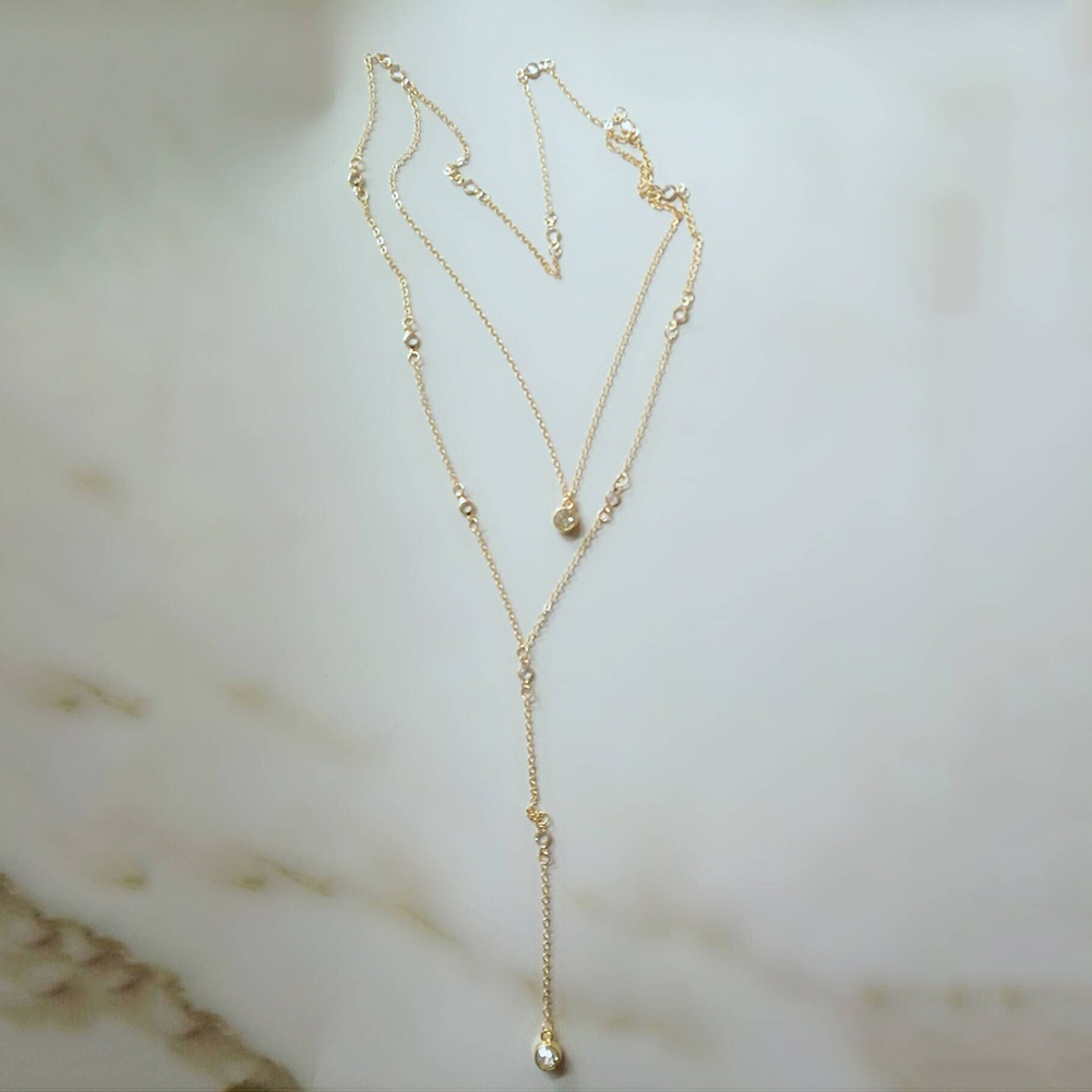Kalung Rantai Badan Berlian Imitasi Model Drop Back Untuk Wanita