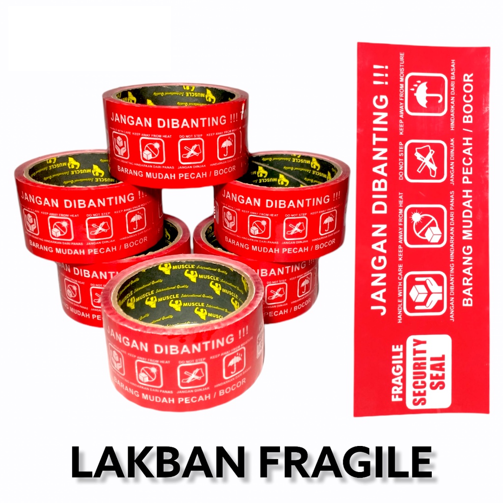 

Muscle Tape Lakban Fragile / Isolasi Fragile / BARANG BARU LEBIH LENGKET OK