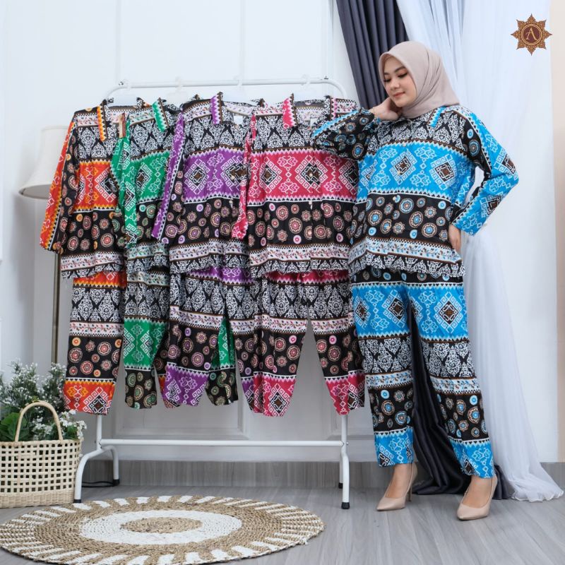 SETELAN CELANA/ SETELAN DASTER KEMEJA/ BABYDOL SETELAN CELANA/ ONE SET MOTIF KEKINIAN/SETELAN WANITA-2