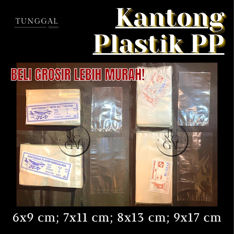 (GROSIR - per 5 Pack) Kantong Plastik PP - SIAP PAKAI. Ukuran 6x9; 7x11; 8x13; 9x17 cm. Plastik perm