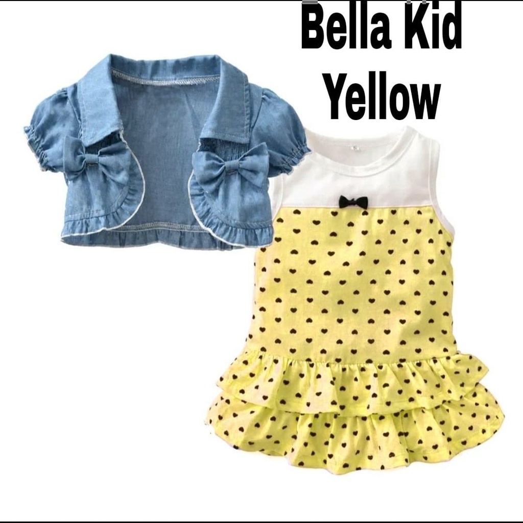 Dress Anak Bella Kid Set Rompi Soft Jeans Free Size Usia 3-5 Tahun/ Fashion Anak Perempuan