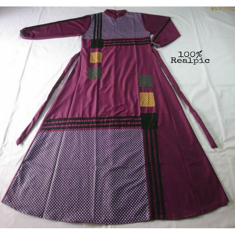 Gamis toyobo ninos polka 002/gamis terlaris/gamis terbaru/gamis tercantik/gamis elfath-ungu