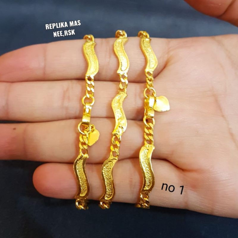 Gelang 5bambu  lapis emas 24k /replika, tahan lama,awet,persis seperti asli,tahan,cantik