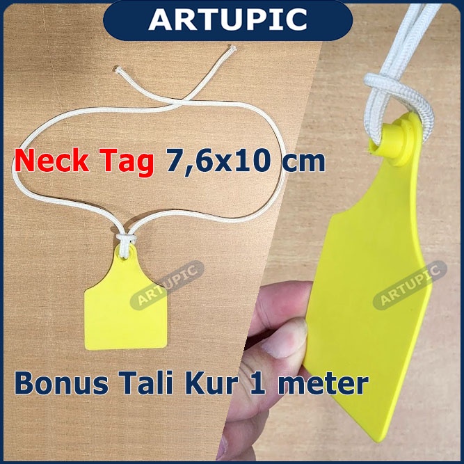 NECK TAG 7.6x10 cm POLOS ECERAN TALI KUR Kalung Hewan Ternak Sapi Kambing Domba dan Tali Kur 1 Meter