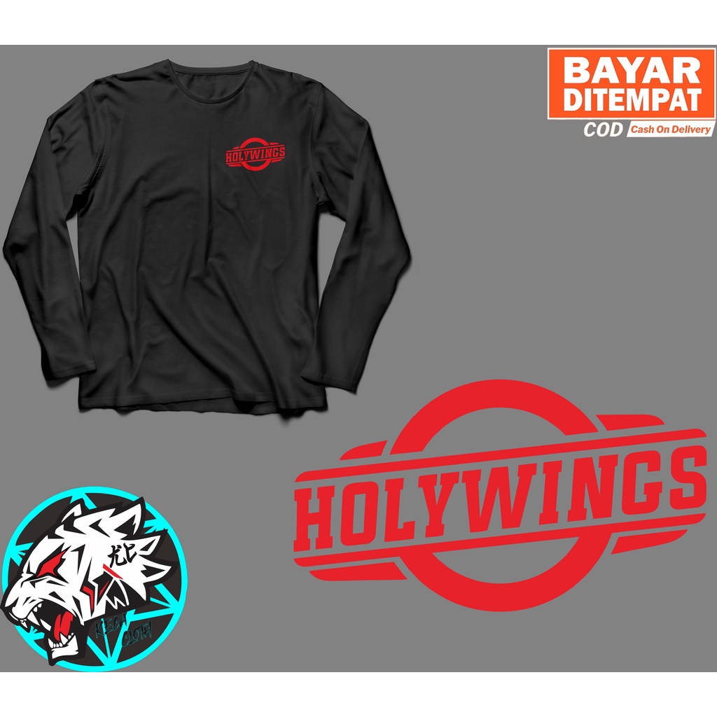 KAOS BAJU LENGAN PANJANG HOLYWINGS LOGO BIG SIZE JUMBO KAOS DISTRO PRIA WANITA