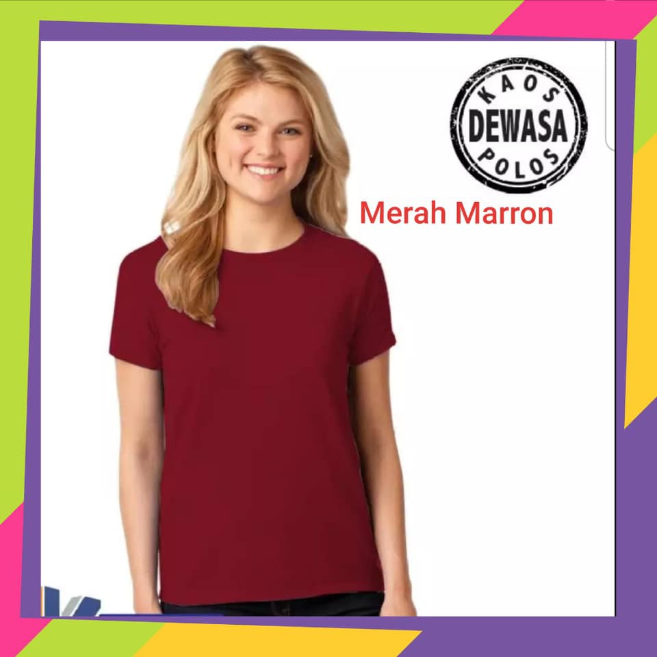 ( semi katun combed 24s ) Kaos polos wanita Oversize MARUN lengan pendek -Oblong Polos MERAH MAROON 