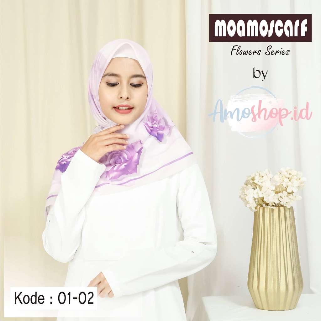 Hijab Segi Empat Motif Premium Lasercut Murah Scarf Flower Series