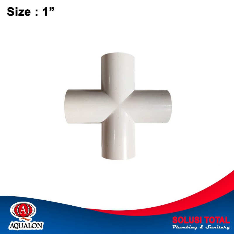 Cross Tee sambungan Tee 4 Way Ukuran 1" AQUALON HIDROPONIK Putih