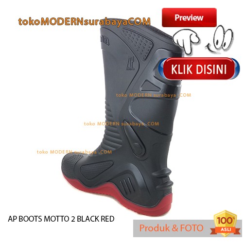 Ap Boot MOTTO 2 Hitam Merah sepatu boots anti air sepatu banjir