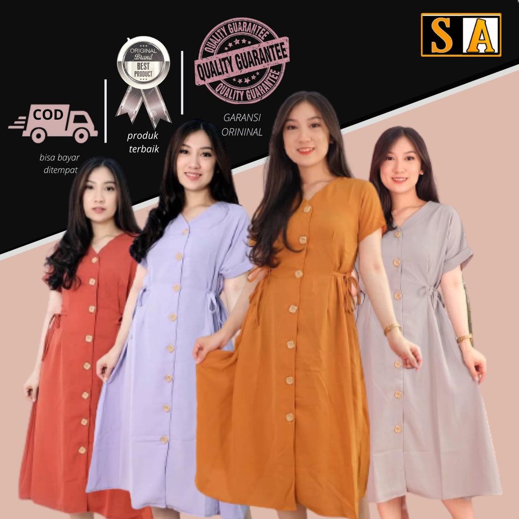 DRESS WANITA CASUAL PESTA LENGAN PENDEK BAJU DRESS WANITA ATASAN WANITA SHRIT DRESS MOSCREPE OPP087