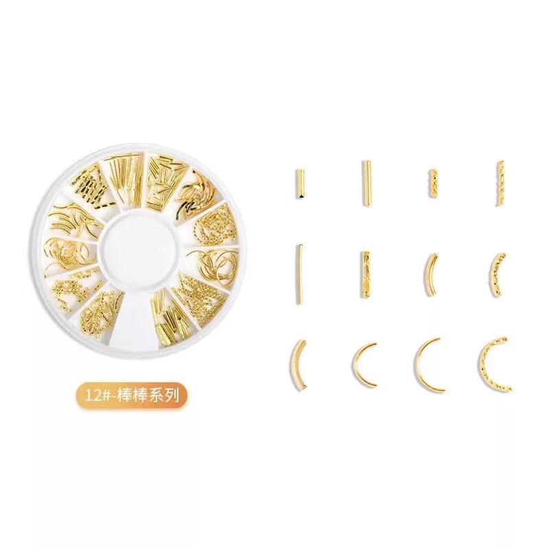 Nail wheel acc gold hard ware / hiasan nailart sea world cross nail charm