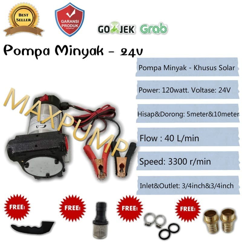 MAXPUMP POMPA MINYAK DC 24VOLT Pompa Dc 24 Volt Khusus Minyak Bensin Oli Pertalite Solar Pertamini pompa Minyak Diesel khusus solar