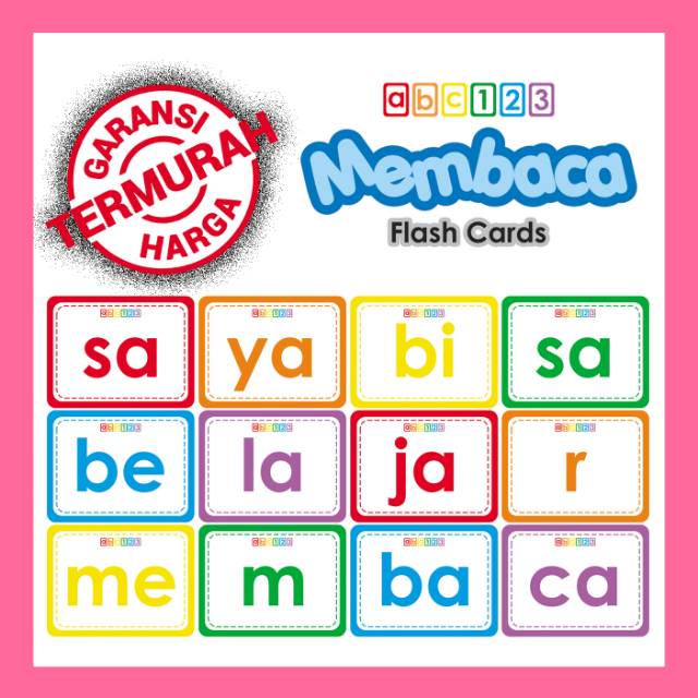 Flashcard Membaca Suku Kata a z babibubebo dst Kartu 