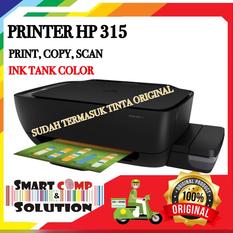 Printer HP 315 Ink Tank 315 Original Infus HP Print Scan Copy Resmi