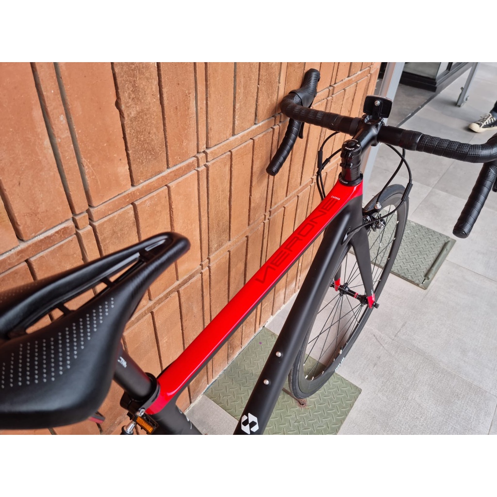Khusus Gojek/Grab Instan Sepeda Balap Roadbike Element Nerone Full Carbon RD Shimano 105 New 2021 Red Black Garansi Termurah Murah SNI-1