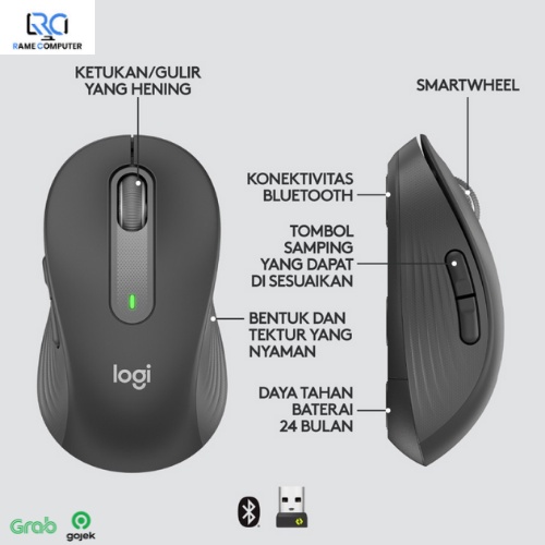 Logitech Signature M650 Mouse Wireless Bluetooth Silent - Putih