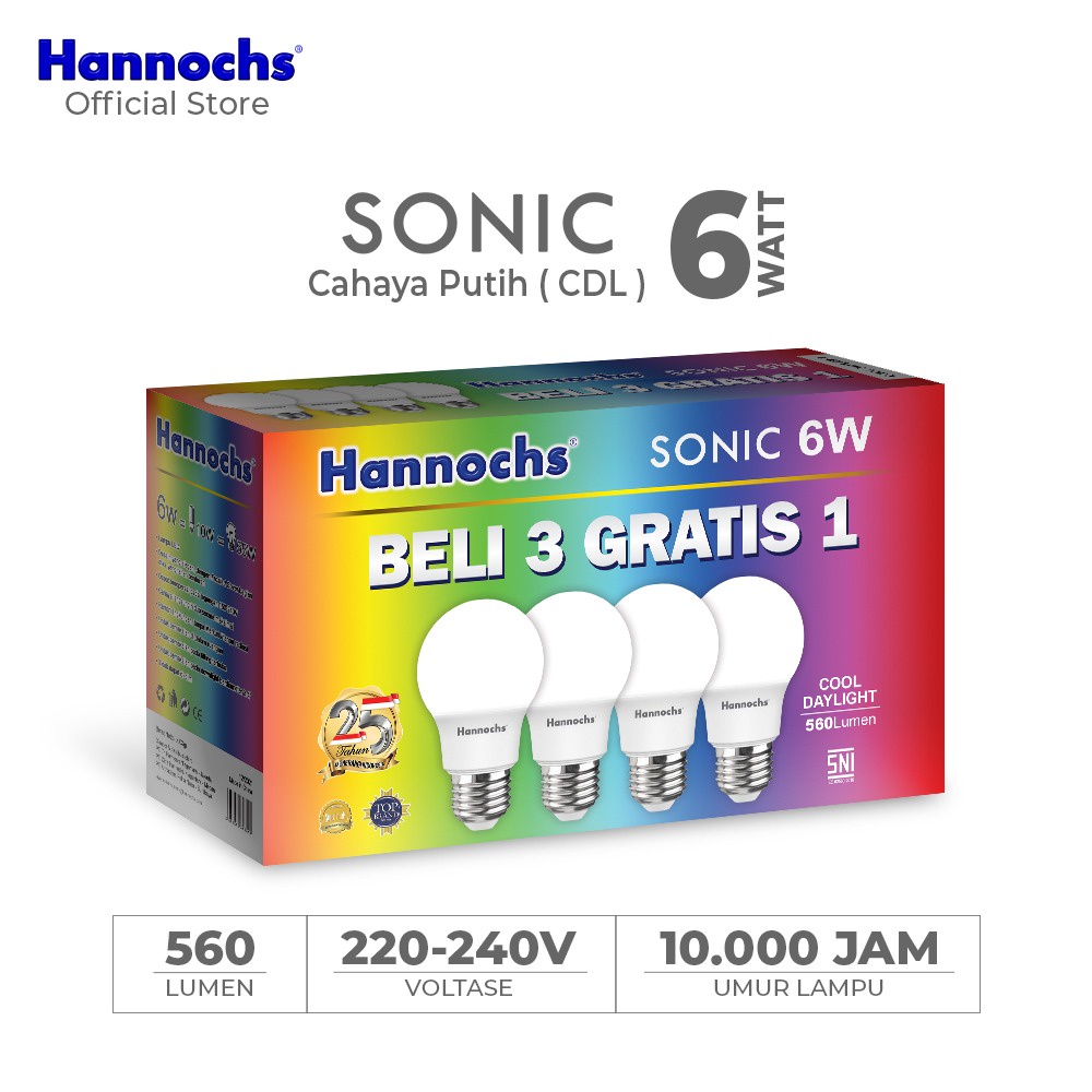 Hannochs LED Paket 3+1 Sonic 6W (isi 4pcs)