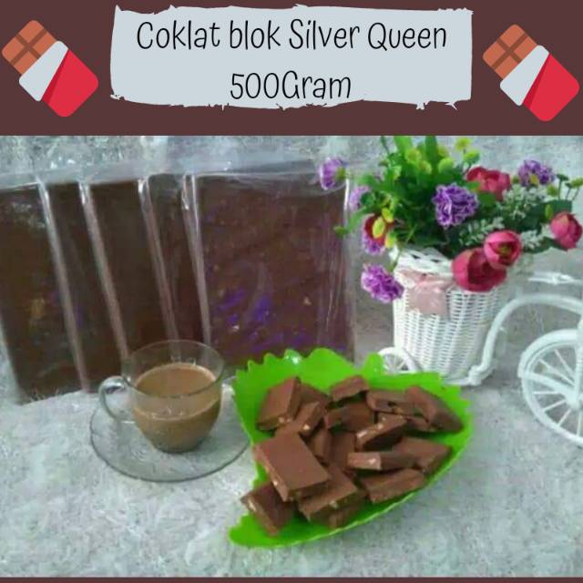 

Coklat Silver Queen Blok isi kacang mede netto 500gr