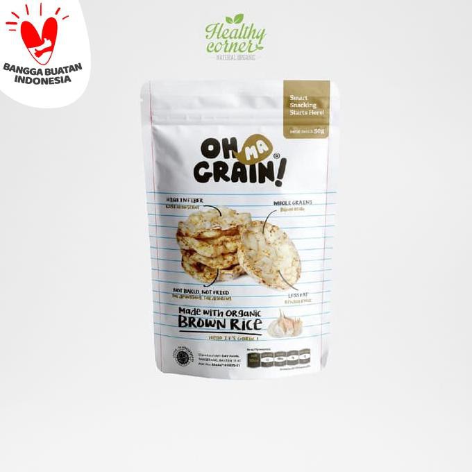 

Oh Ma Grain - Organic Brown Rice Crackers Snack Garlic 50 gr EKSLUSIF