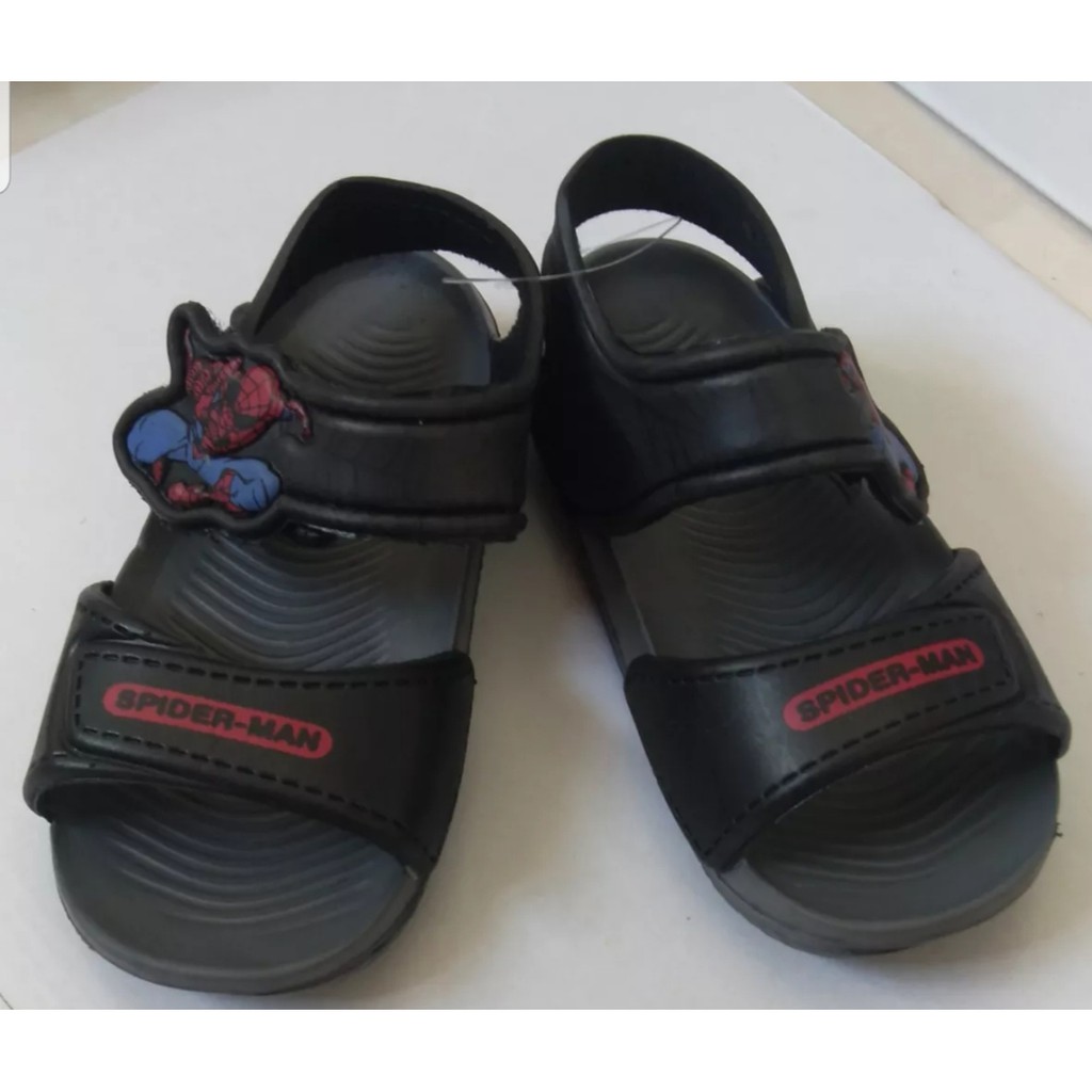 SANDAL ANAK LAKI LAKI SPIDERMAN FLAT SOFT NON LED USIA 1,5 sd 4 THN WARNA HITAM