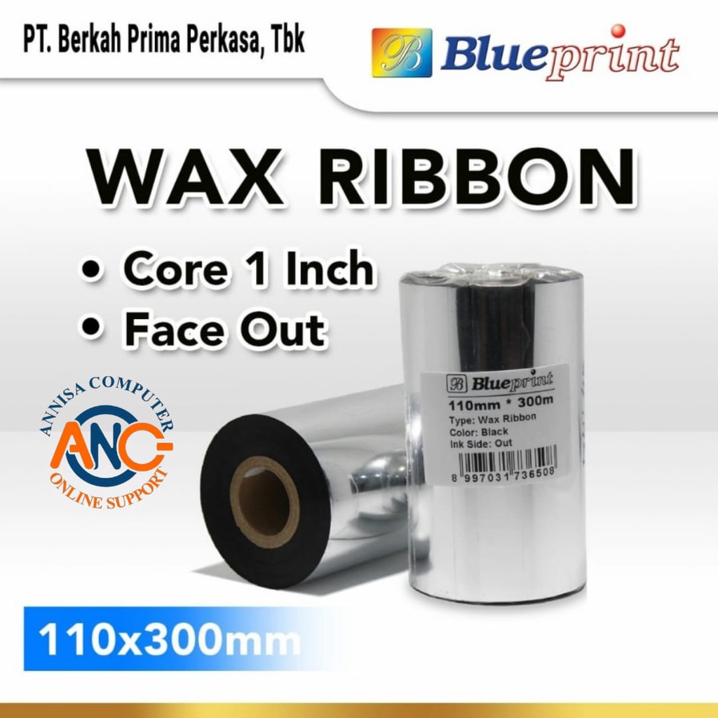 

Ribbon Wax Barcode Label 110x300m BLUEPRINT Thermal Transfer Ribbon
