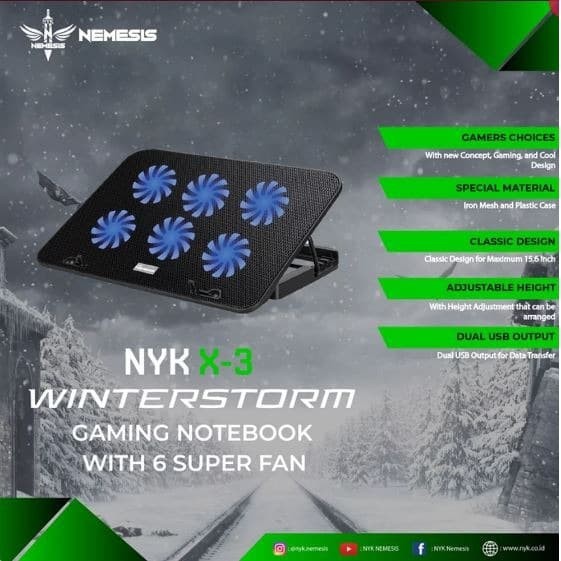 Nyk Nemesis X-3 Winterstorm - Cooling Pad Notebook Cooler Pad laptop original