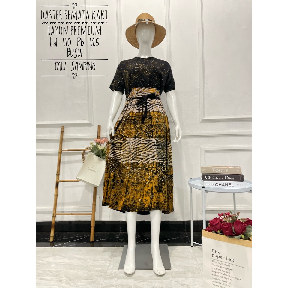 Hot Sale ! Daster Long Semata Kaki abstrak cap - Daster Twill Rayon - Daster Jumbo lengan pendek - Daster Batik Usman kekinian-3