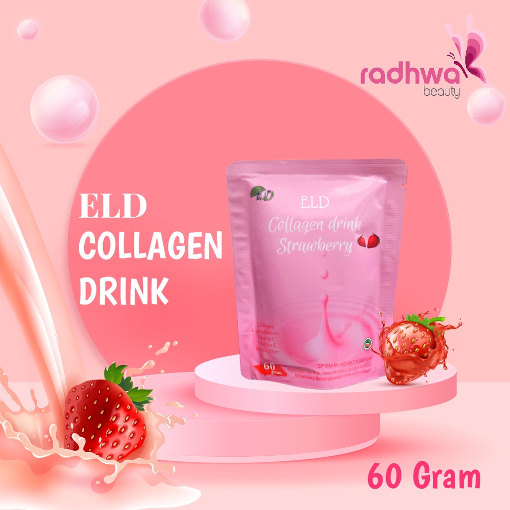 ELD Collagen Drink Strawberry / Supplemen Perawatan Kecantikan Minuman Diet Detoks Pelangsing dan Pemutih Kulit Tubuh